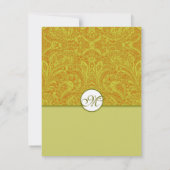 Olive Damask Wedding Invitations nog donkerder Kaart (Achterkant)
