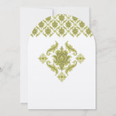 Olive Damask Wedding Uitnodiging (Achterkant)