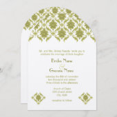 Olive Damask Wedding Uitnodiging (Voorkant / Achterkant)