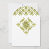Olive Damask Wedding Uitnodiging (Achterkant)