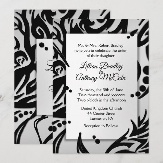 Olive de Faire-part de mariage d'argent tribal Abs (Devant / Derrière)