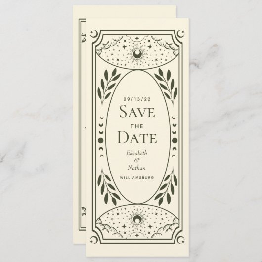Olive Elegant Mystical Tarot Card Sla de datum op Kaart (Voorkant / Achterkant)