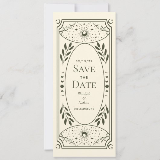 Olive Elegant Mystical Tarot Card Sla de datum op Kaart (Voorkant)