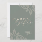 Olive Elegant Script Damask Cartes & Cadeau (Devant)