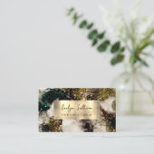 Olive Emerald Green Glitter Waterverf Gold Foil Visitekaartje (Staand voorkant)