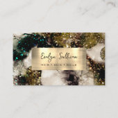 Olive Emerald Green Glitter Waterverf Gold Foil Visitekaartje (Voorkant)