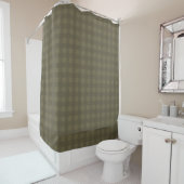 Olive en Sage Green Gingham Plaid Patterned Douchegordijn (In situ)