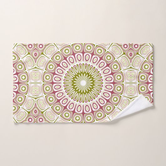 Olive et Rose Mandala Motif (Serviette à main)