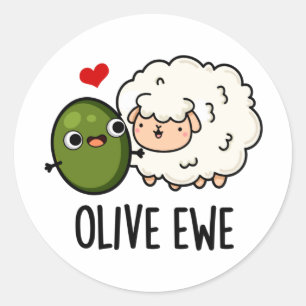 Olive Ewe Funny Love Pun Ronde Sticker