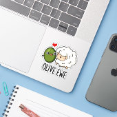 Olive Ewe Funny Love Pun Sticker (Laptop met iPhone)