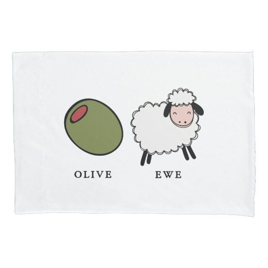 Olive Ewe Love Puns Kussensloop (Voorkant)