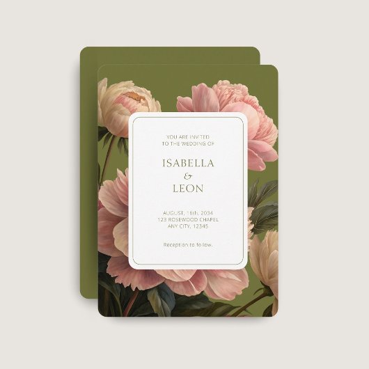 Olive | Faire-part de mariage Rose vintage