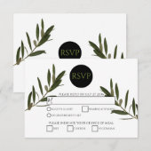 Olive Feuille Green Wedding Cartes RSVP (Devant / Derrière)