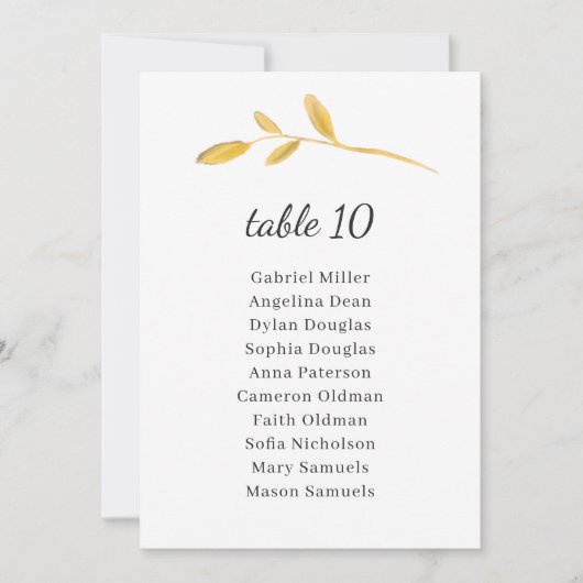 olive feuille. Numéro de table classique avec assi (Devant)