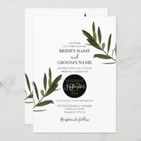 Olive Feuille Verdure Mariage Invitations