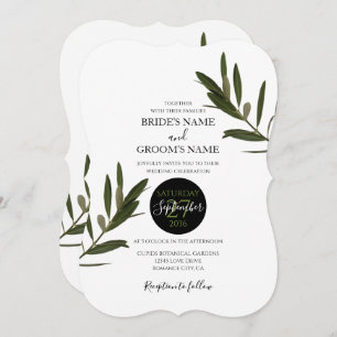 Olive Feuille Verdure Mariage Invitations