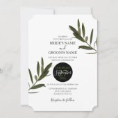 Olive Feuille Verdure Mariage Invitations (Devant)