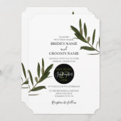 Olive Feuille Verdure Mariage Invitations (Devant / Derrière)