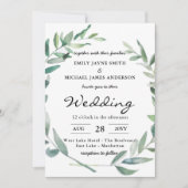 Olive Feuilles Mariage Invitations Verdure Moderne (Devant)