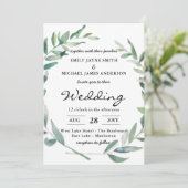 Olive Feuilles Mariage Invitations Verdure Moderne (Debout devant)