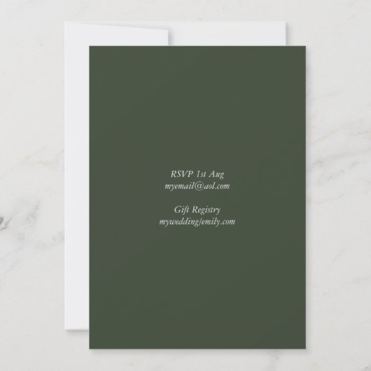 Olive Feuilles Mariage Invitations Verdure Moderne (Dos)