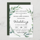 Olive Feuilles Mariage Invitations Verdure Moderne (Devant / Derrière)