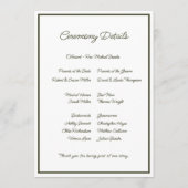 Olive Floral Wedding Programma (Achterkant)