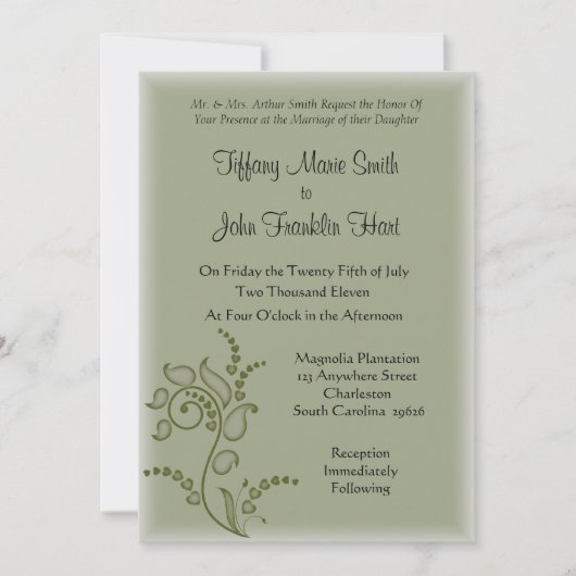 Olive Flower Wedding Invitations (Devant)