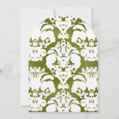 Olive foncé Damask Vintage Wedding Invitation (Dos)