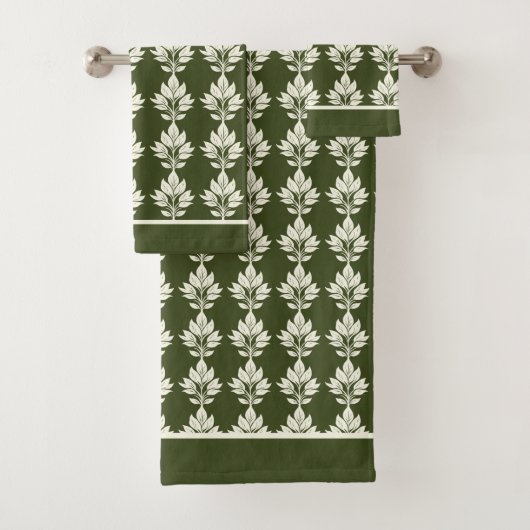 Olive foncé vert Élégant Motif feuille (En situation)