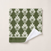 Olive foncé vert Élégant Motif feuille (Gant de toilette)