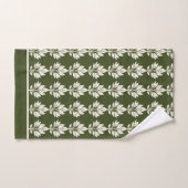 Olive foncé vert Élégant Motif feuille (Serviette à main)