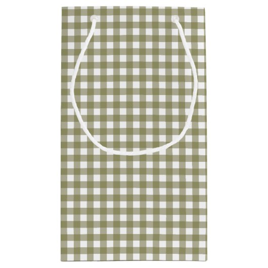 Olive Gingham Plaid gepersonaliseerd vanaf Kerstmi Klein Cadeauzakje (Achterkant)