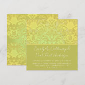 Olive & Gold Damask Wedding Invitation Kaart (Voorkant / Achterkant)