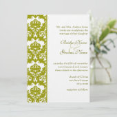 Olive Golden Limoen Damask Wedding Invitations Kaart (Staand voorkant)