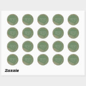 Olive Golden Wreath Bruiloft Dank ronde Sticker (Vel)