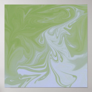 Olive Green, affiche d'Art Liquide Blanc
