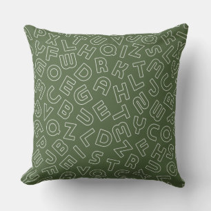 Olive Green Alphabet Letter Animal Sierkussen