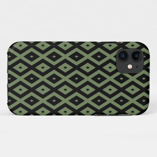 Olive green and black diamond pattern Case-Mate iPhone case (Achterkant (horizontaal))