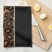 Olive Green and Black Leopard Animal Print Theedoek (Quarter Fold)