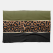 Olive Green and Black Leopard Animal Print Theedoek (Horizontaal)