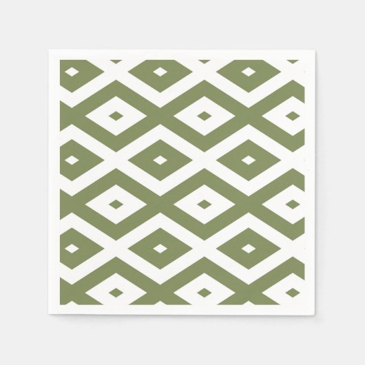 Olive green and white diamond pattern servet (Voorkant)