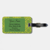 Olive Green Arabesque Moroccan Graphic Pattern Bagagelabel (Achterkant horizontaal)