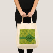 Olive Green Arabesque Moroccan Graphic Pattern Tote Bag (Voorkant (product))