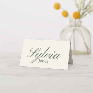 Olive green Beige Wedding folded place cards 