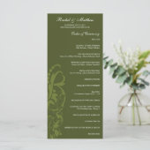 Olive Green Bloemen Trouwprogramma Programma (Staand voorkant)