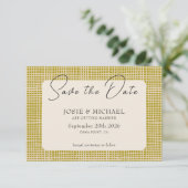 Olive Green Boho photo Flat Save The Date Card (Debout devant)