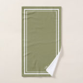 Olive Green Border Script Girl Monogramme (Serviette à main)