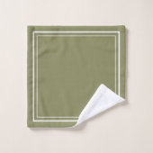 Olive Green Border Script Girl Monogramme (Gant de toilette)