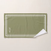 Olive Green Border Script Girl Monogramme (Serviette à main)